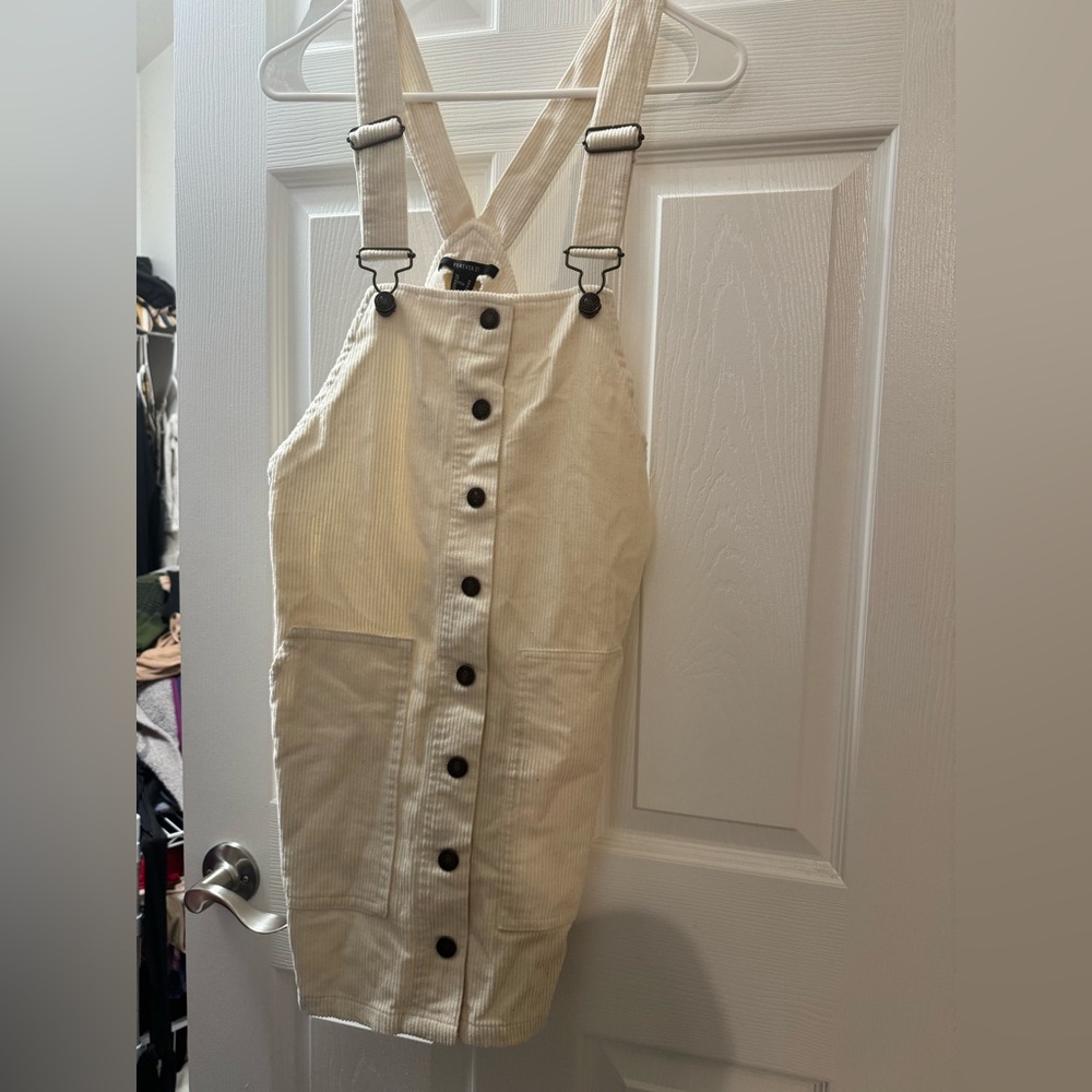 Cream Corduroy Button-Front Dress
